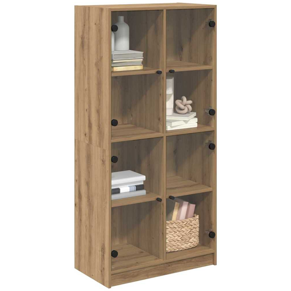 vidaXL 4 Glass Door Artisan Oak Sideboard Image 3