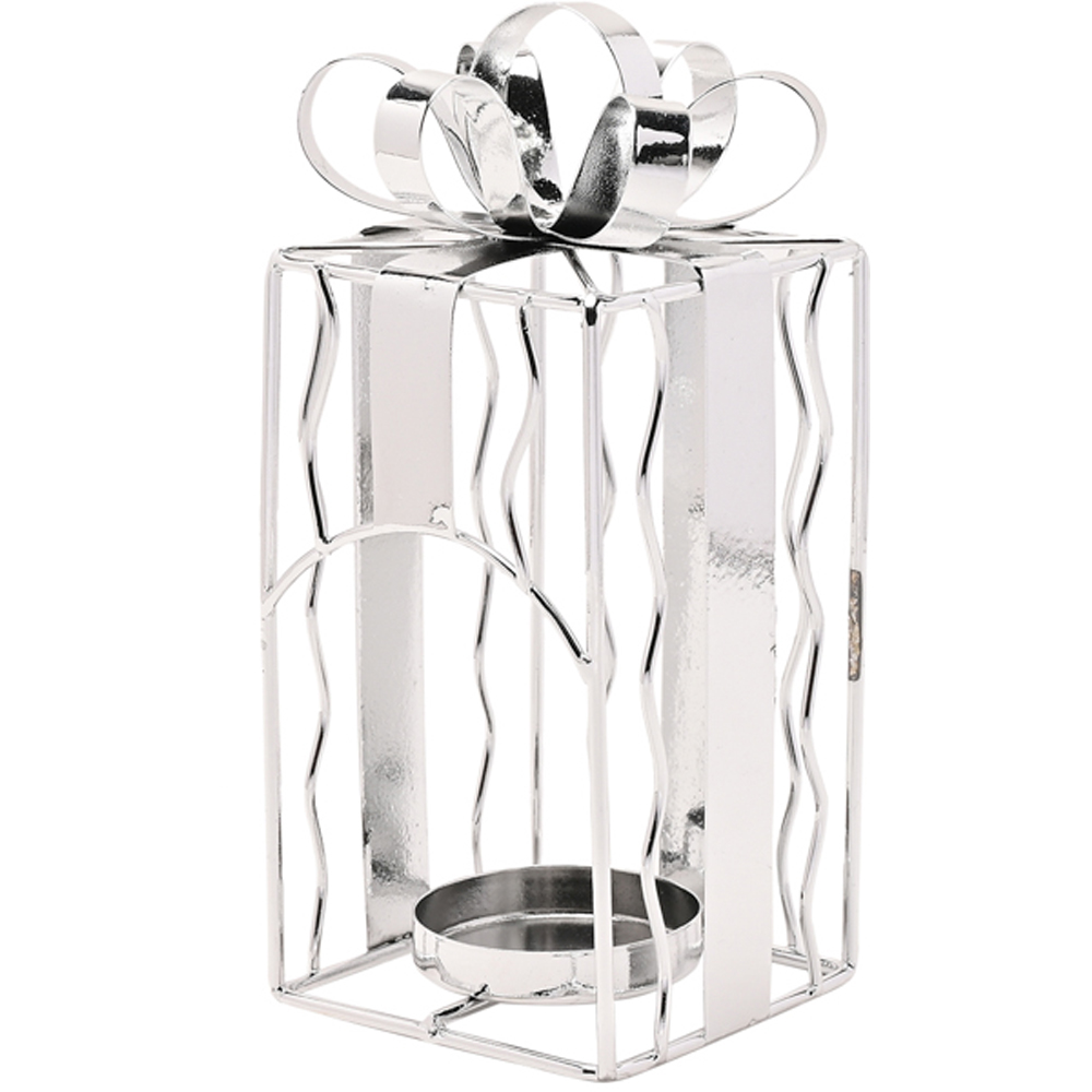 The Seasonal Gift Co. Present Shaped Metal Tealight Holder 16cm Image 2