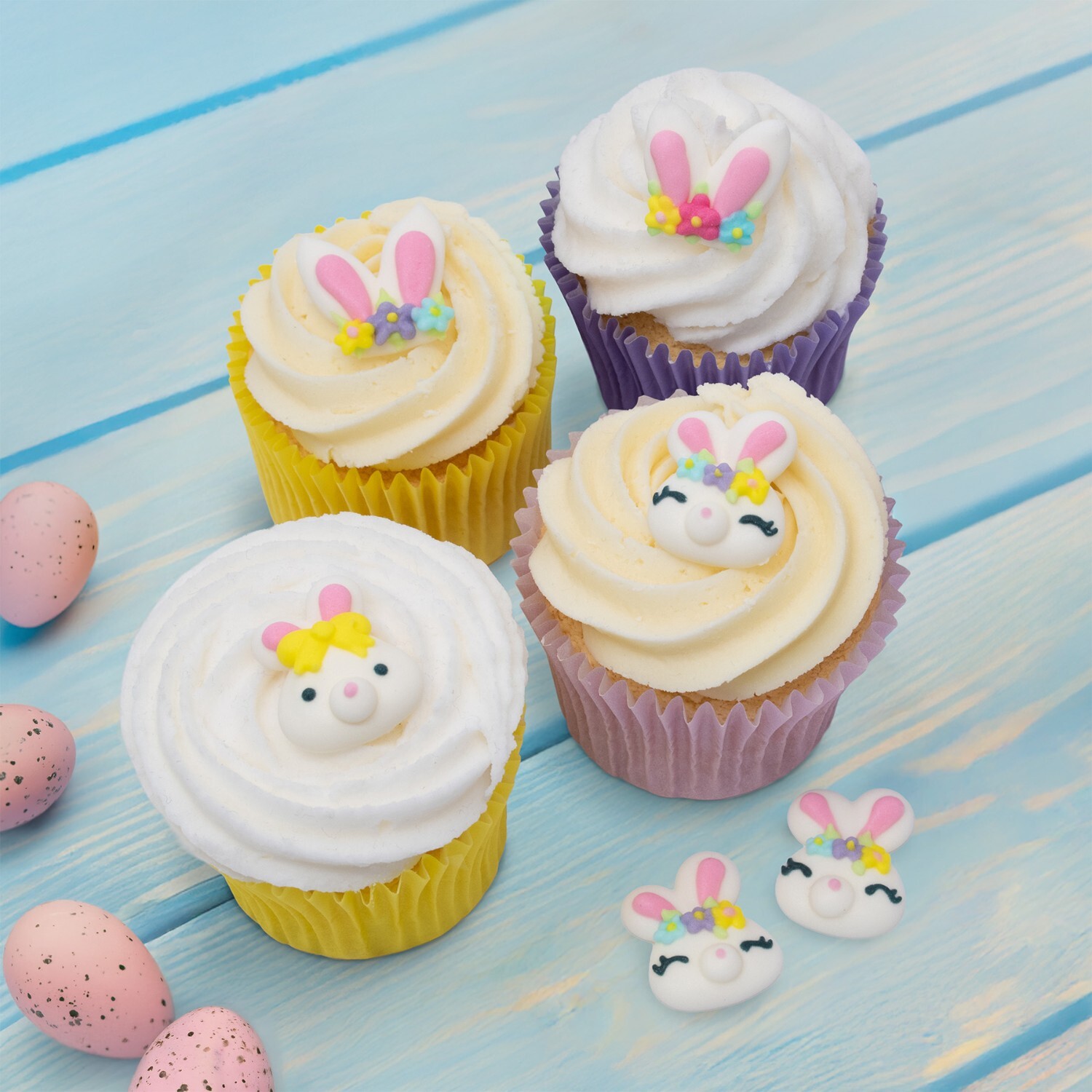 Pack of 12 Bunny Face and Ears Sugar Decorations Image 3