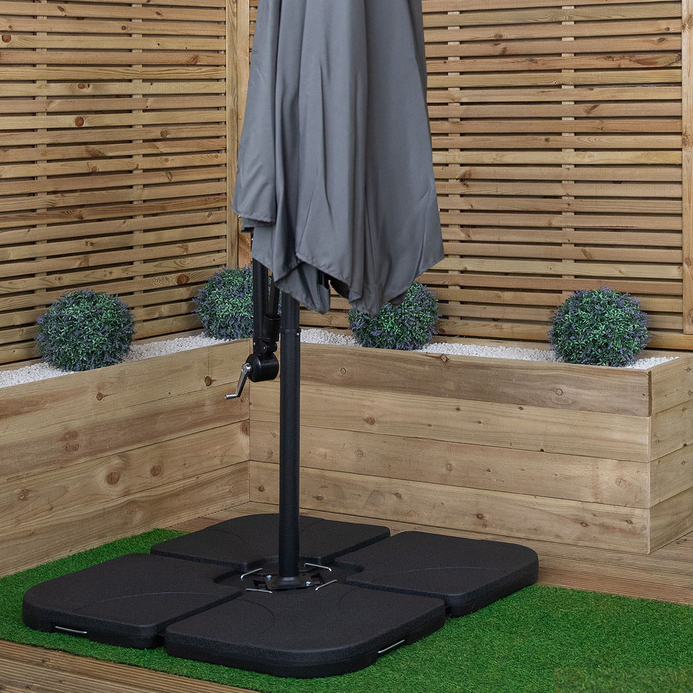 Samuel Alexander Grey Cantilever Banana Parasol with Crank Handle and Base Weights 3m Image 6