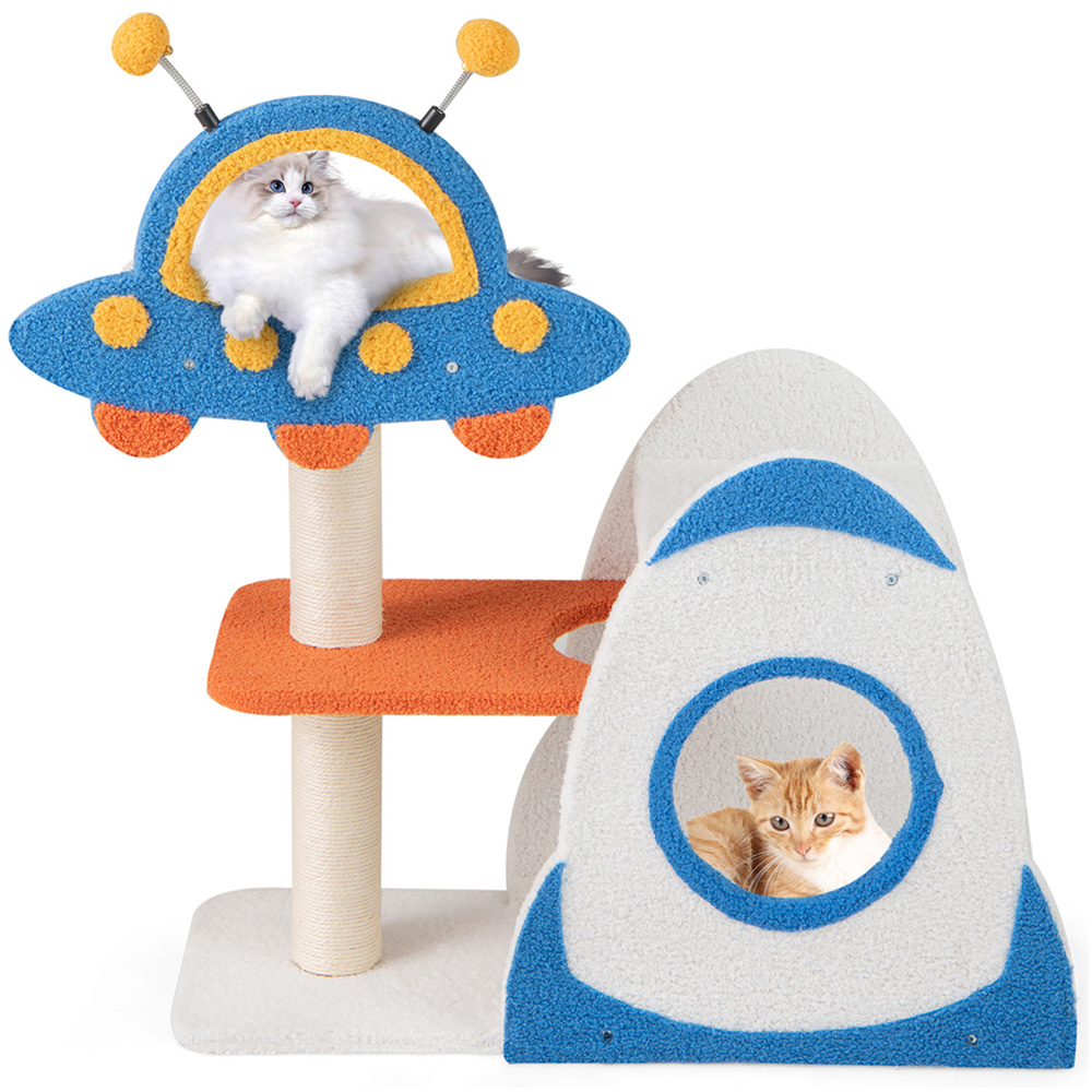 Costway 4 Tier UFO Top Blue Cat Tree Tower Image 1