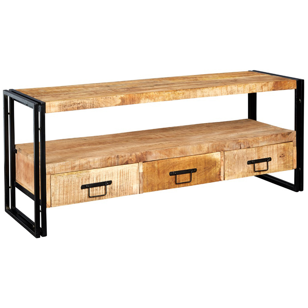 Brooklyn Carnaby 3 Drawer Single Shelf Industrial Large Plasma TV Unit Image 2