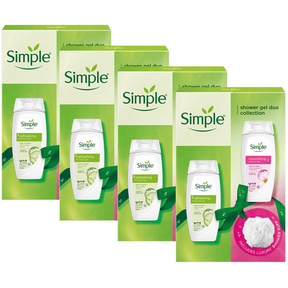 Simple Shower Gel Duo Collection Gift Set 4 Pack Image 1