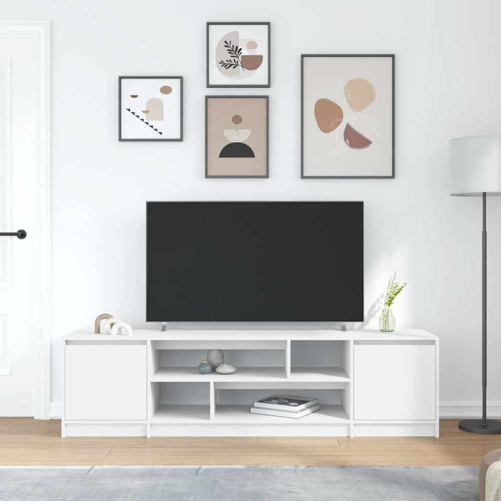 vidaXL 2 Door 4 Shelf White TV Cabinet Image 9