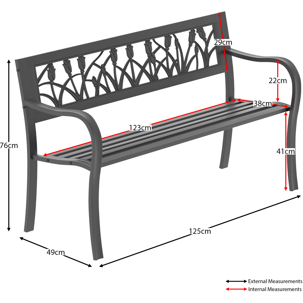 GARDEN VIDA Tulip Style Steel Garden Bench Image 8