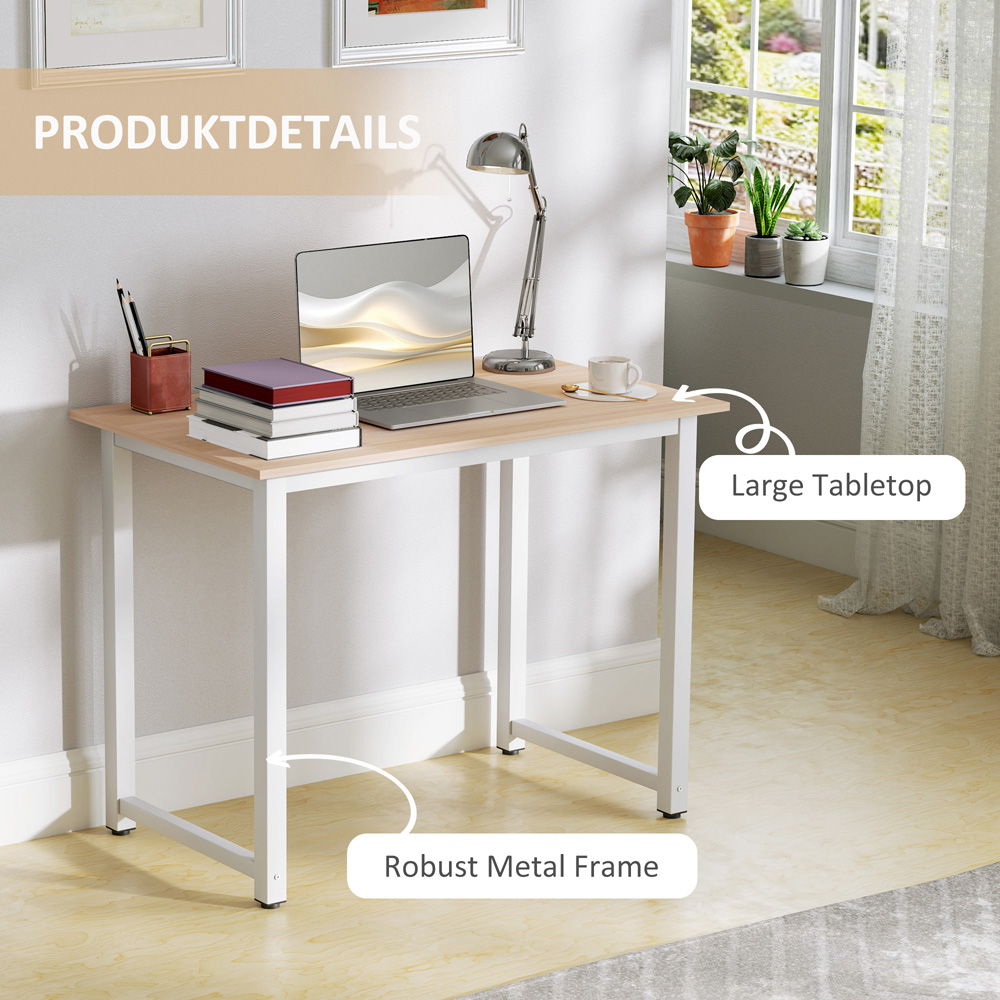 HOMCOM Metal Frame Modern Computer Desk White Image 5