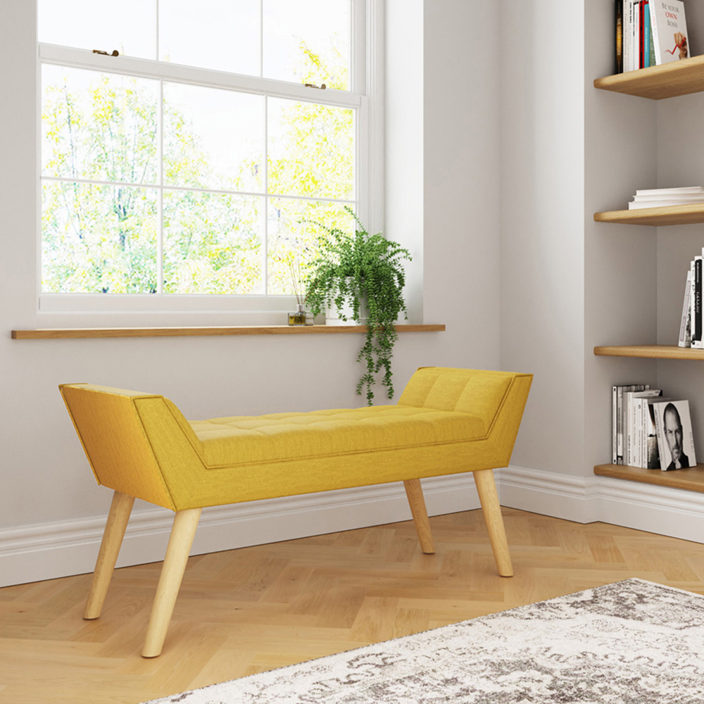 GFW Milan Mustard Yellow Ottoman Window Seat Image 7