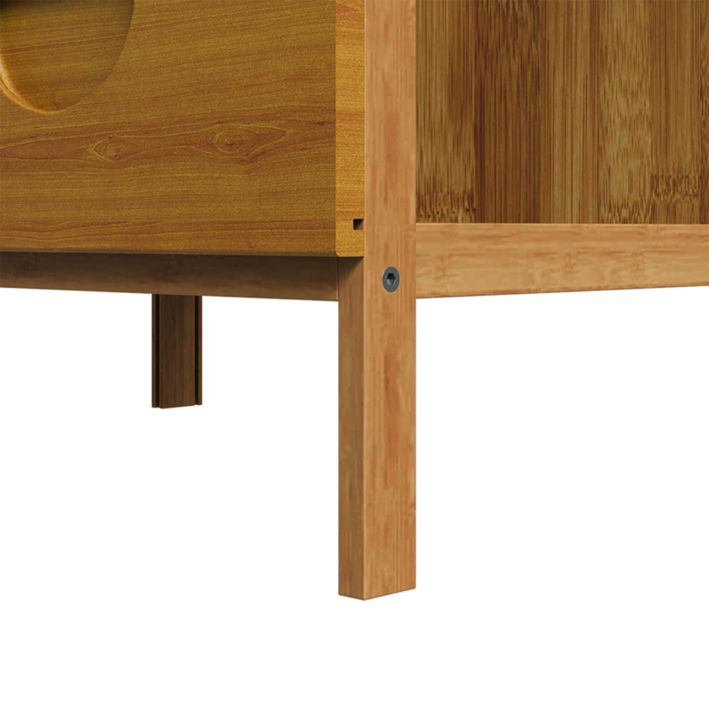 Living and Home Single Drawer 2 Shelf Tawny Bedside Table Image 5