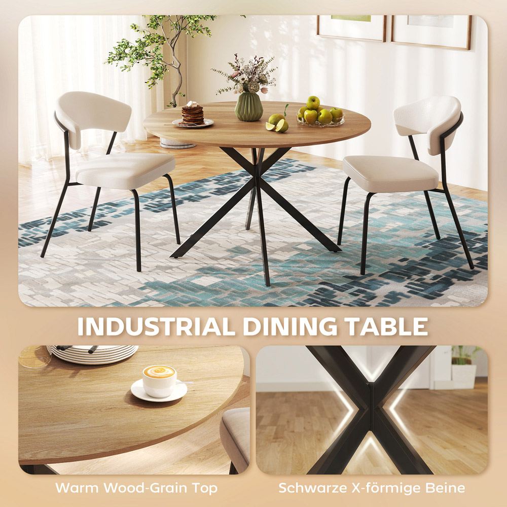 Portland 4 Seater Industrial Dining Table Black and Woodgrain Effect Image 6
