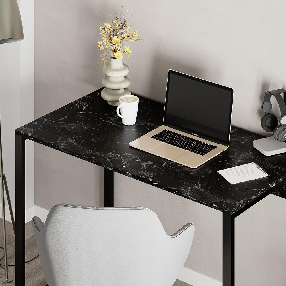 Decortie Inna Computer Desk Matte Black Marble Effect Image 3