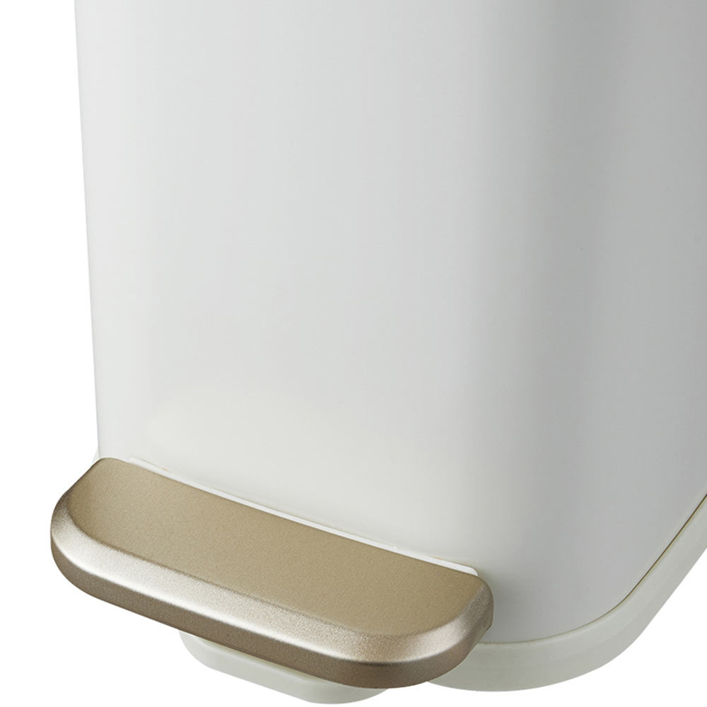 Living and Home Creamy White Slim Rubbish Bin with Soft Close Lid 5L Image 5