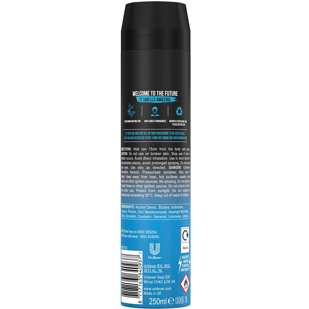 Lynx Ice Chill Iced Mint and Lemon 48H Protection Deodorant Body Spray 250ml 3 Pack Image 3