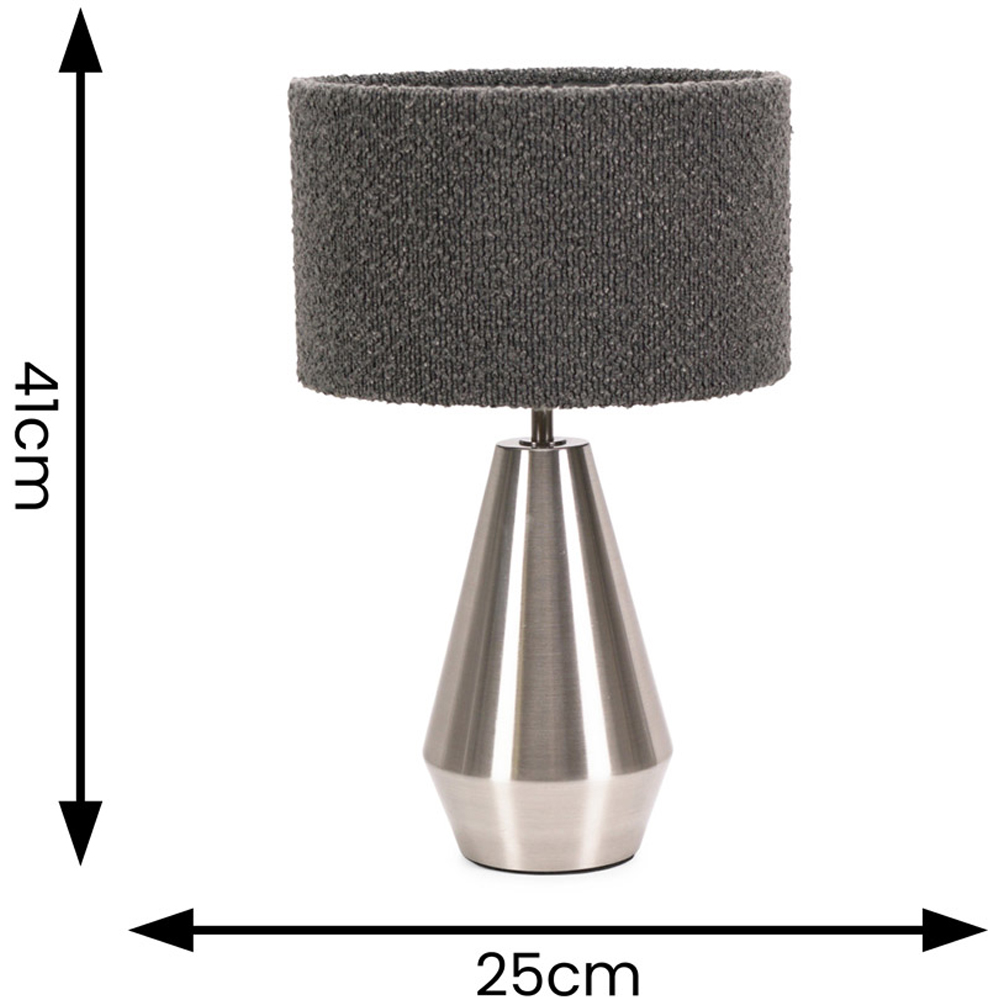 ValueLights Jax Reni Charcoal Grey and Chrome Drum Shade Touch LED Table Lamp Image 6