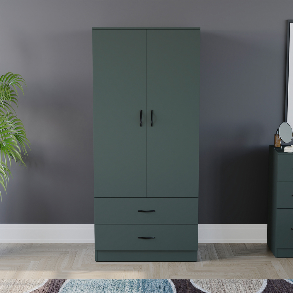 Vida Designs Riano 2 Door 2 Drawer Green Wardrobe Image 3