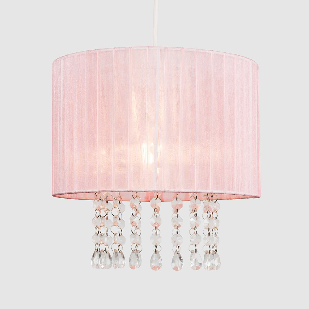 ValueLights Oba Dusky Pink with Droplets Ceiling Pendant Lamp Shade Image 4