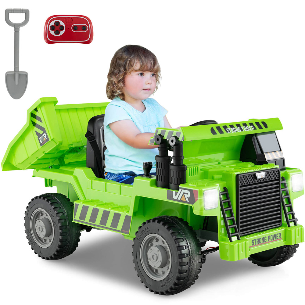 Costway Kids Green Ride On Dump Truck with Electric Dump Bed 12V Image 3