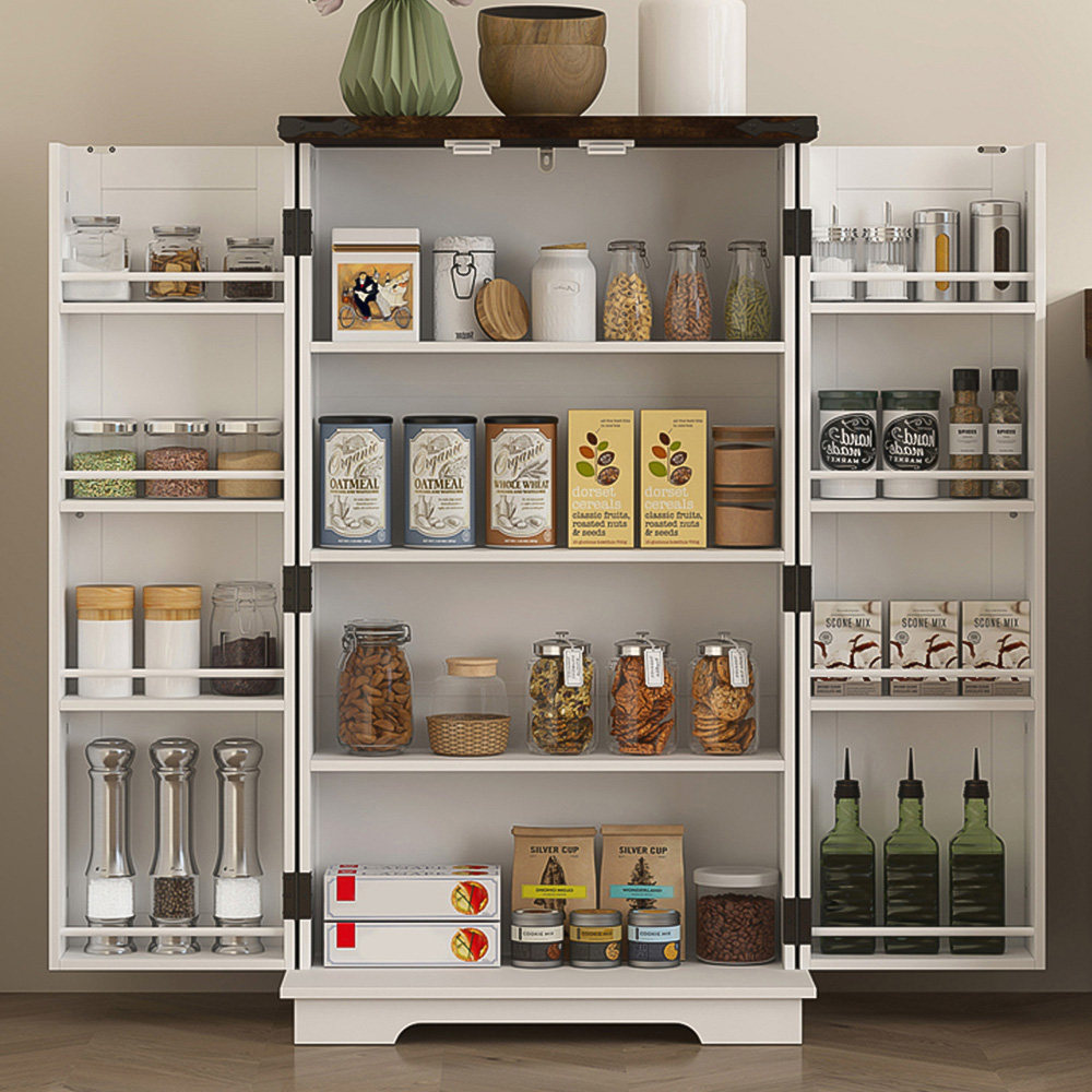 Portland 2 Door White Kitchen Cabinet with Adjustable Shelves Image 3