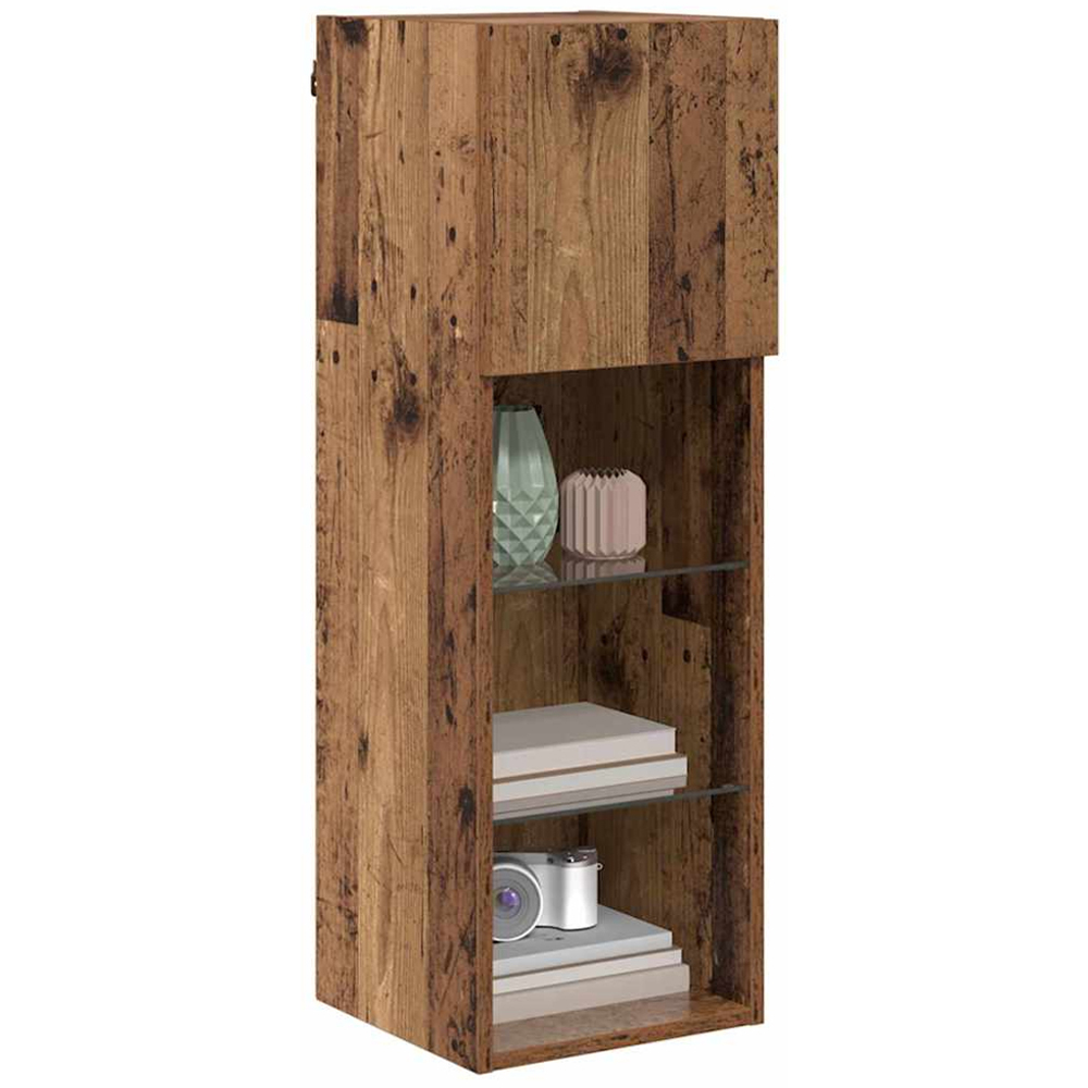 vidaXL Single Door 3 Shelf Old Wood Wall Mounted LED TV Unit Image 3