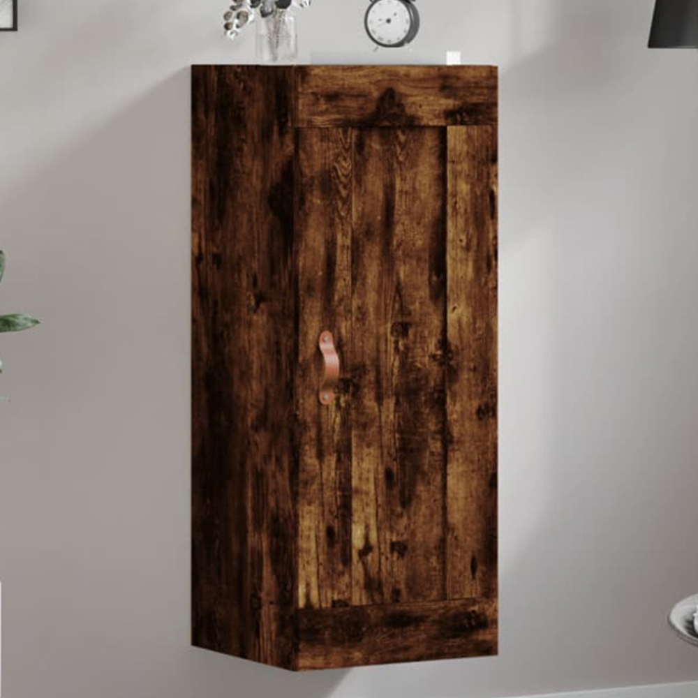 vidaXL Single Door Smoked Oak Wall Mounted Storage Cabinet Image 1
