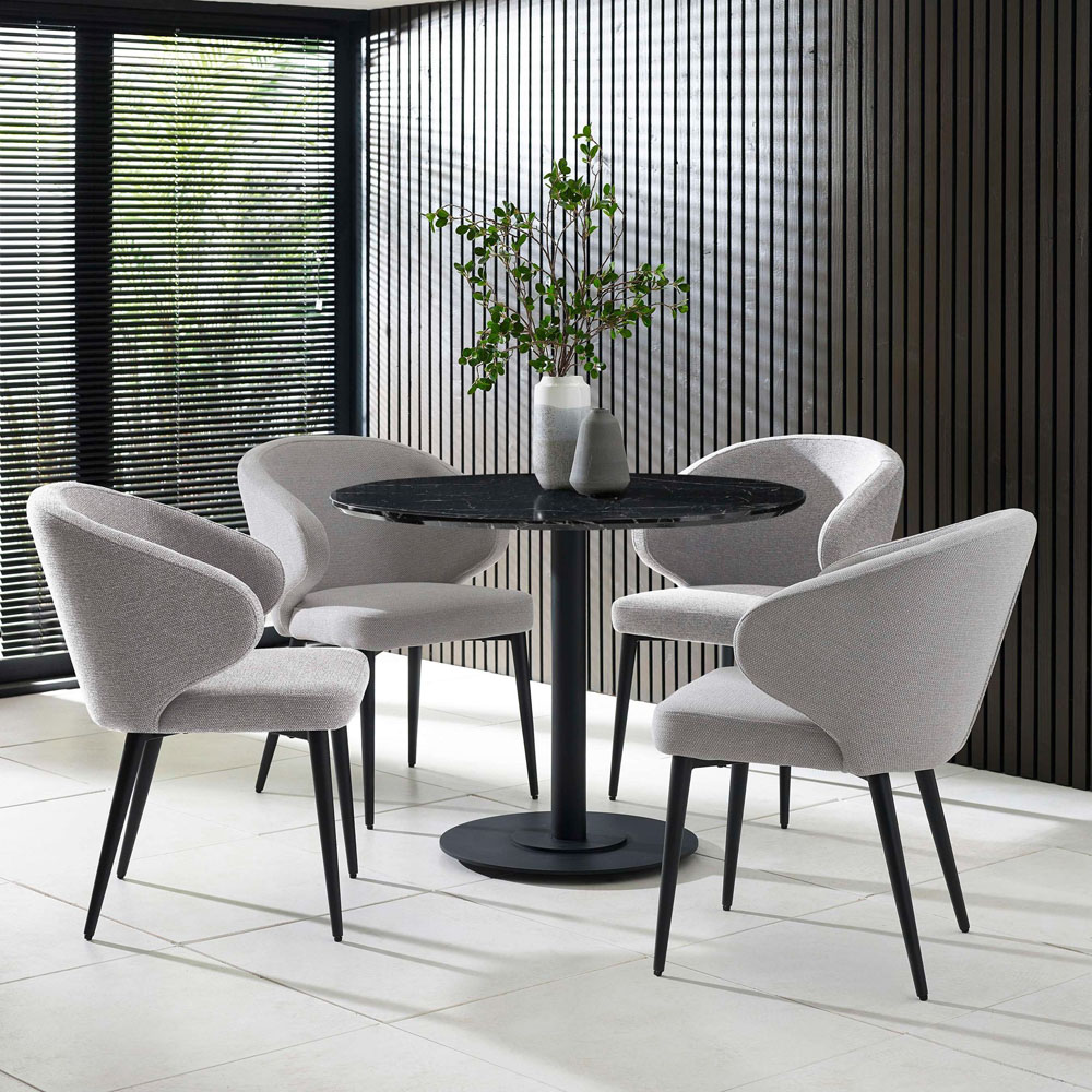 Julian Bowen Luca 4 Seater Black Marble Effect Round Pedestal Dining Table Image 7