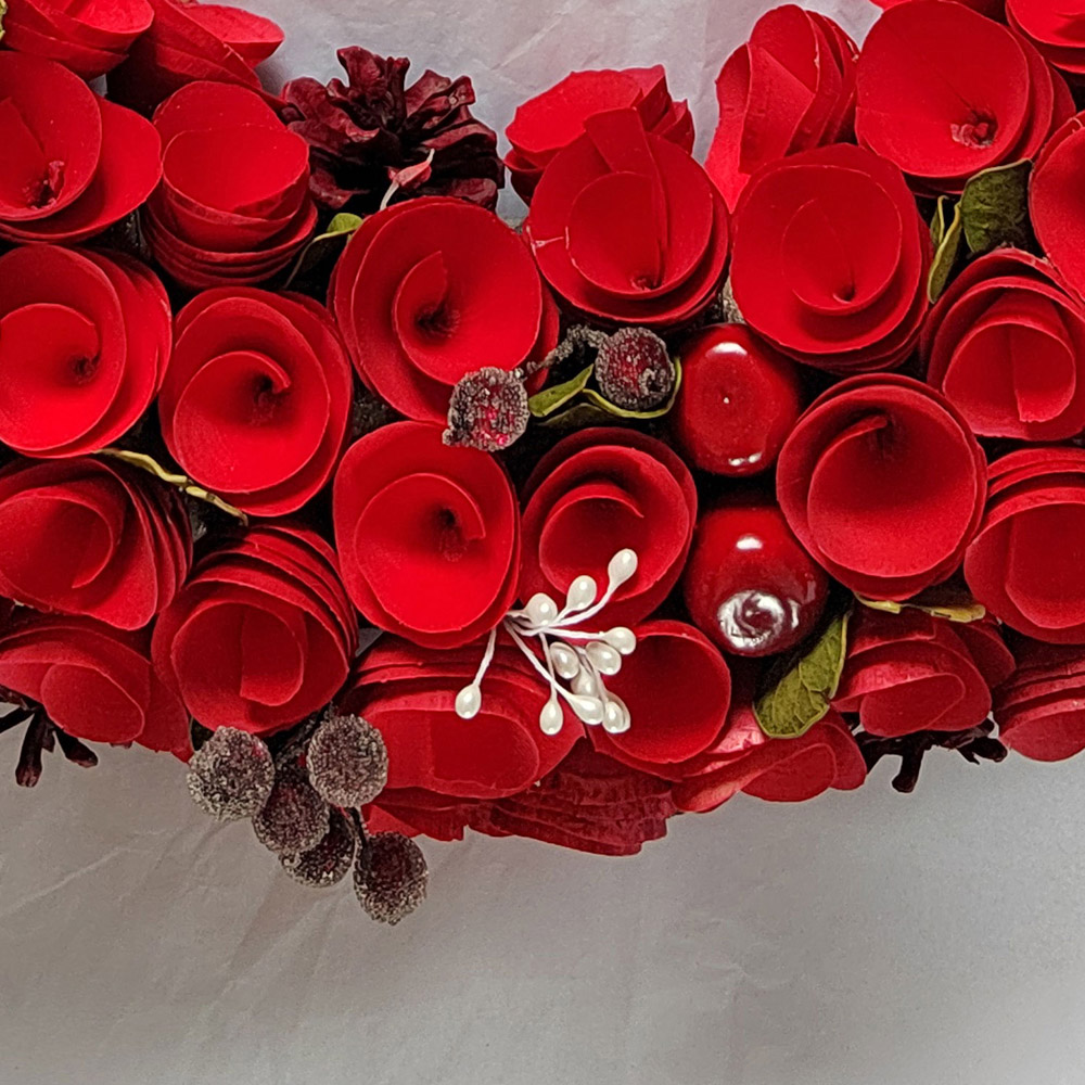 Neo Luxury XL Red Rose Christmas Door Wreath 50cm Image 3