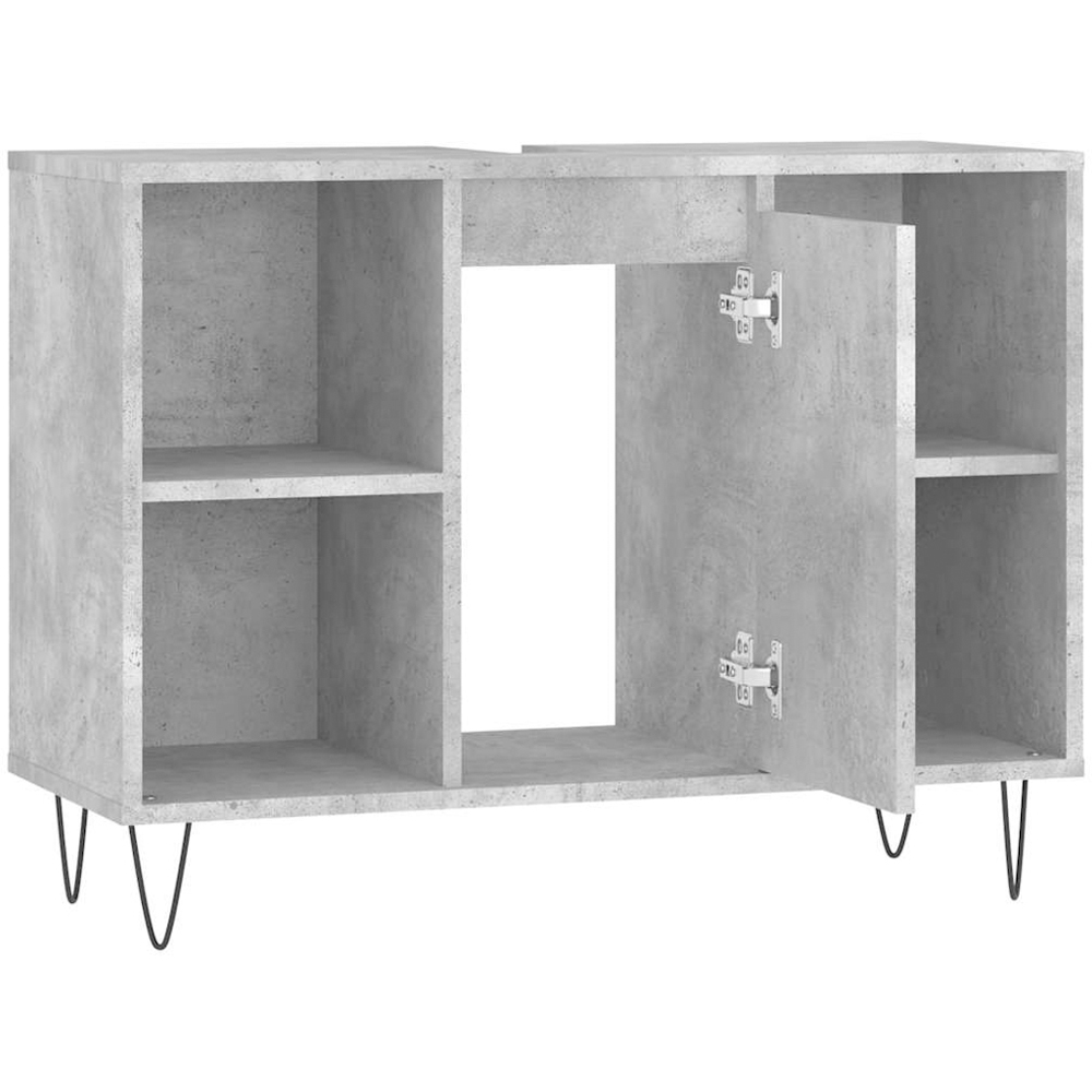vidaXL Single Door 4 Open Shelf Concrete Grey Bathroom Cabinet Image 6