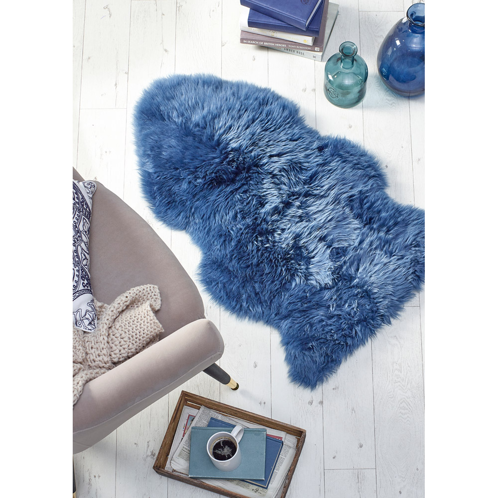 Origins Genuine Navy Sheepskin Rug Image 2