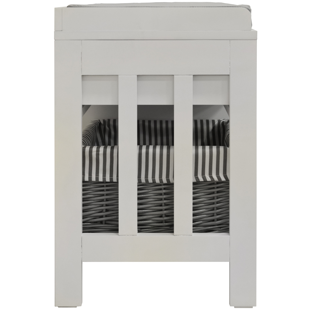 Watsons Double 2 Drawer White and Grey Shoe Storage Bench with 2 Baskets Image 4