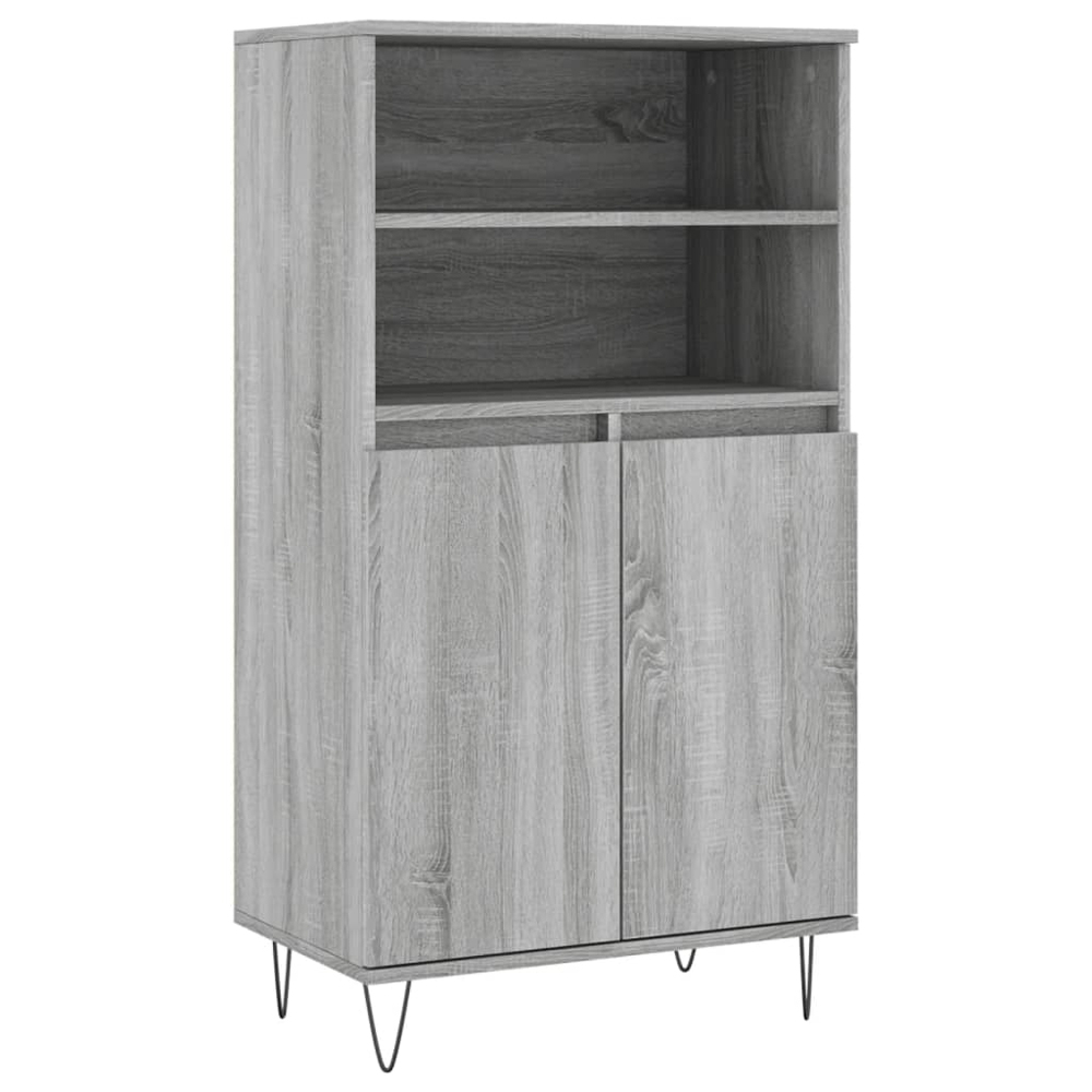 vidaXL 2 Door 2 Shelf Grey Sonoma Highboard Image 2