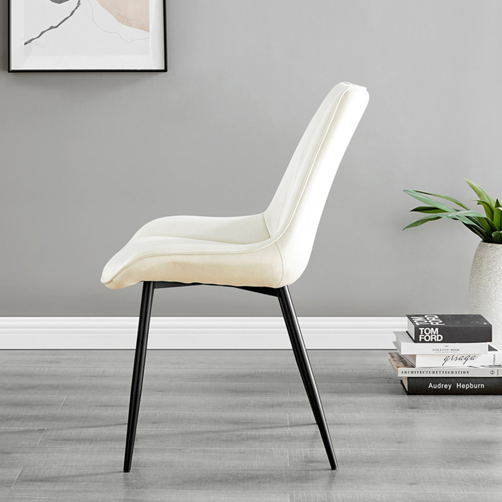 Furniturebox Arona Cesano 6 Seater Round Dining Set White Gloss Black and Cream Image 4