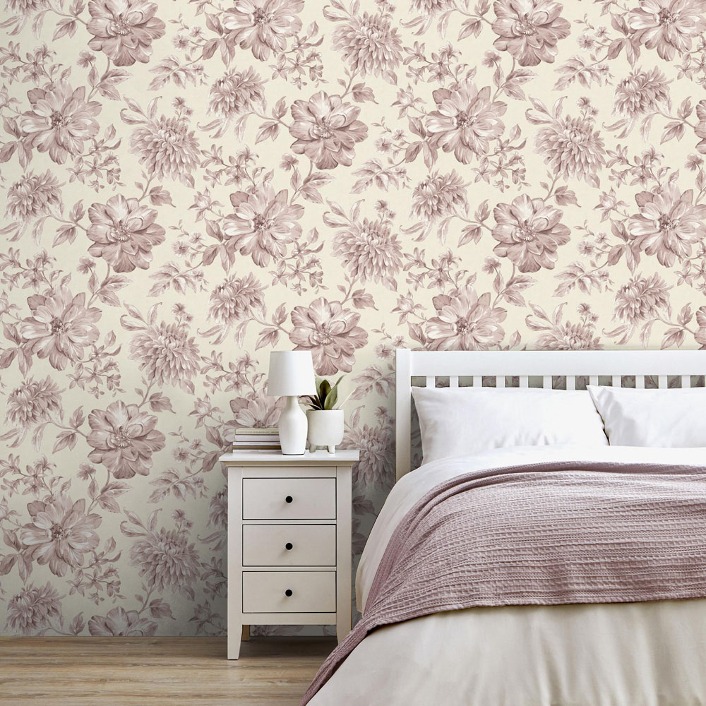 Fine Decor Isabella Floral Pink Wallpaper Image 6