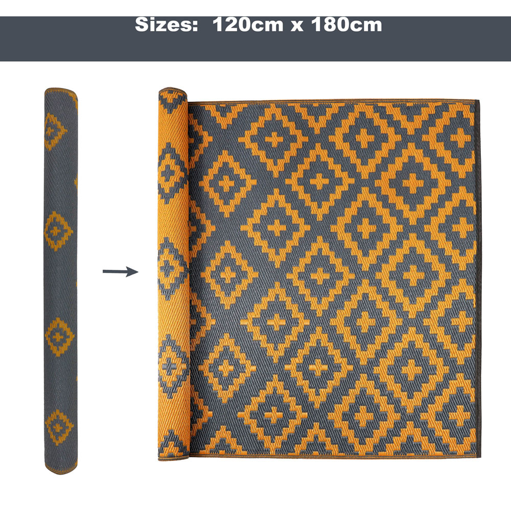 Green Decore Bettina Charcoal Grey and Yellow Ochre Outdoor Rug 120 x 180cm Image 7