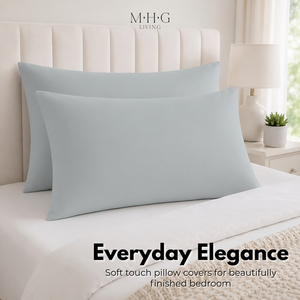 MHG Living Soft Grey Microfibre Envelope Closure Pillowcase 50 x 75cm 2 Pack Image 2