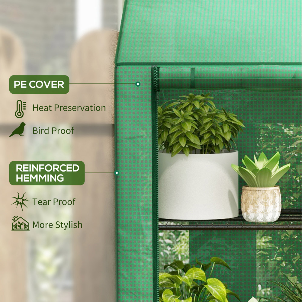 Outsunny 3 Tier Green Mini 4.9 x 4.6ft Greenhouse Image 8
