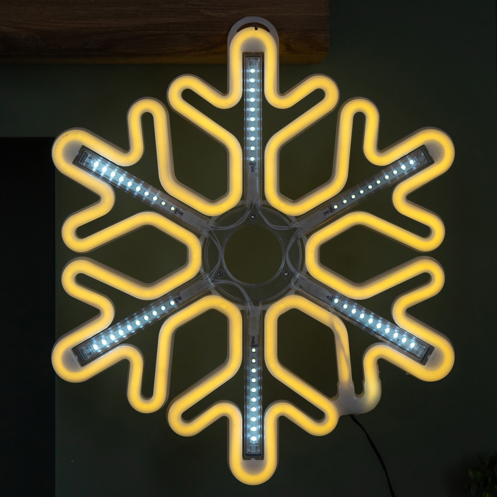 Samuel Alexander Warm and Cool White LED Neon Flex Christmas Snowflake 40cm Image 1