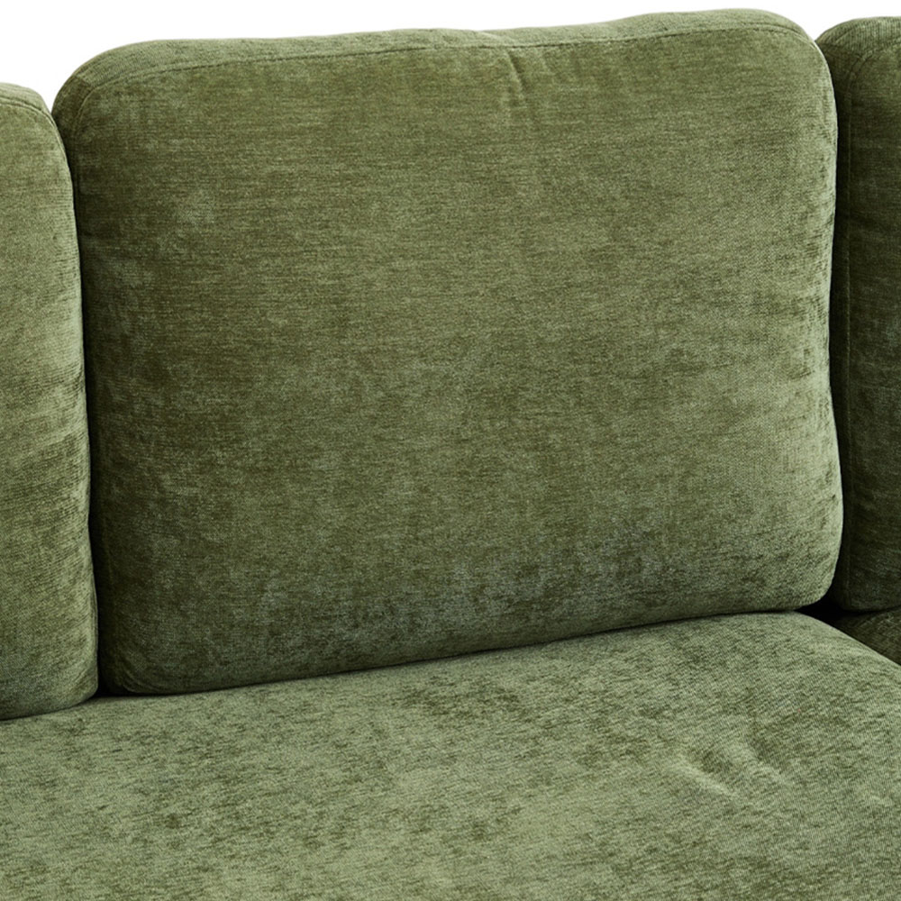 Living and Home 4 Seater Green Chenille Sofa with Footstool and Cup Holders Image 6
