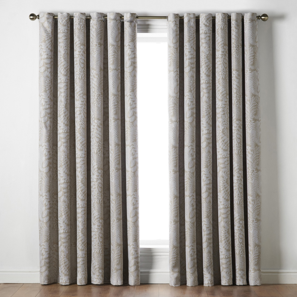 Alan Symonds Fern Cream Blackout Ring Top Eyelet Curtains 168 x 137cm Image 1