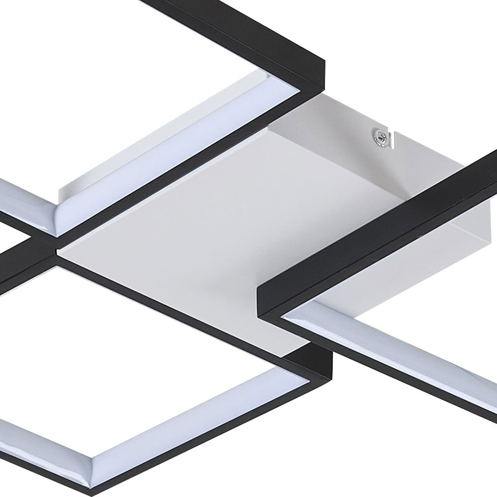 Living and Home Black 3 Square LED Ceiling Light with Remote Image 3