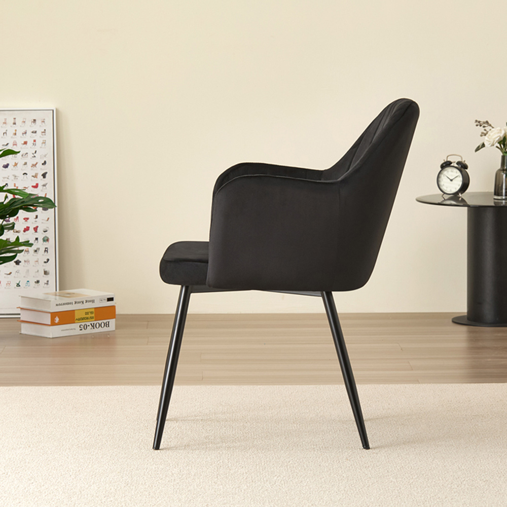 Indoor Living Charlotte Set of 2 Black Velvet Dining Chair Image 4