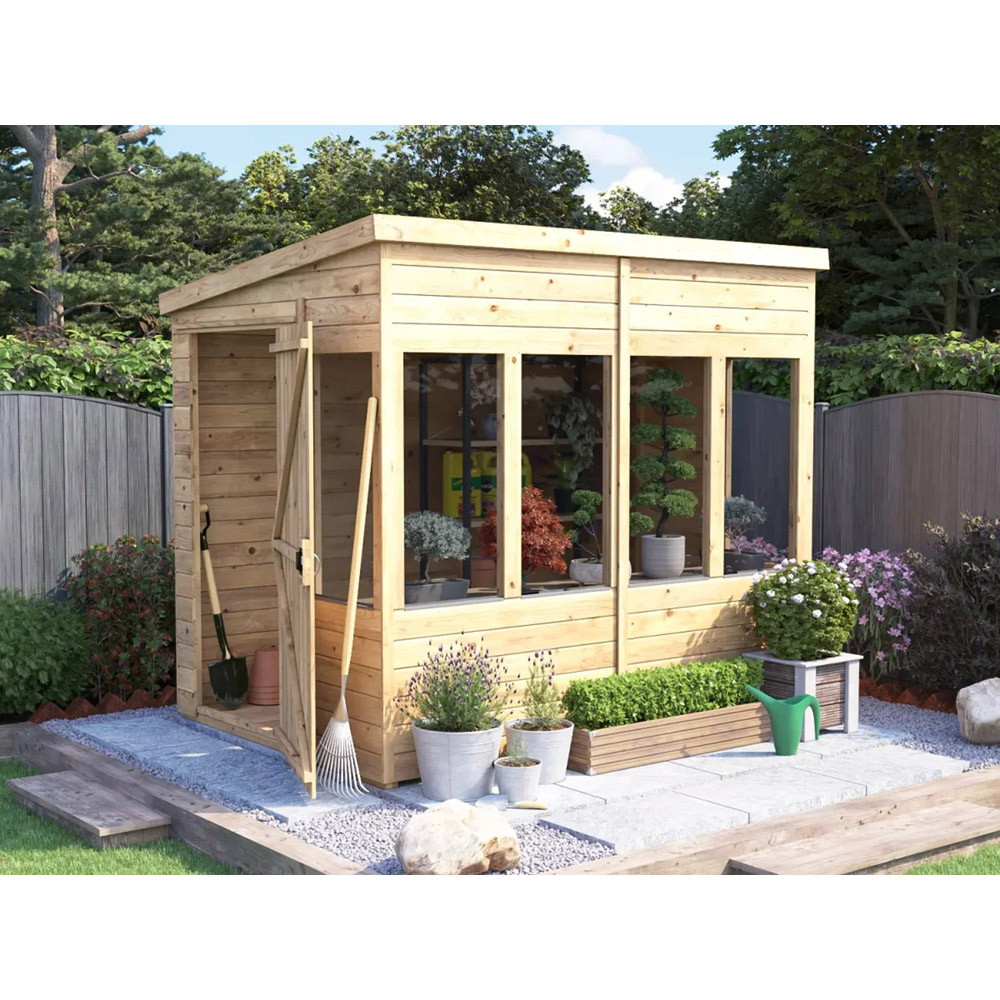 Dunster House Overlord 6 x 8ft Modular Brown Superfelt Pent Potting Shed Image 2