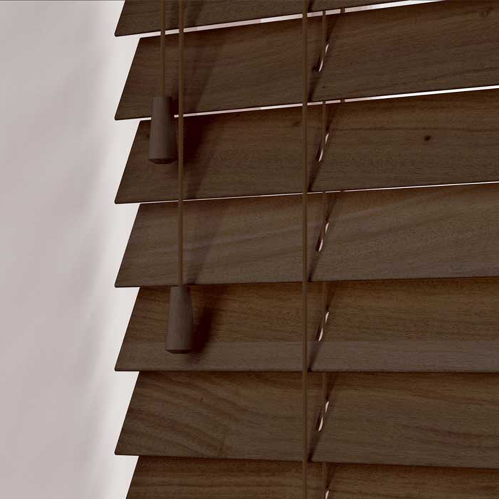 New Edge Blinds Wooden Venetian Blinds with Strings Dark Oak 180cm Image 2