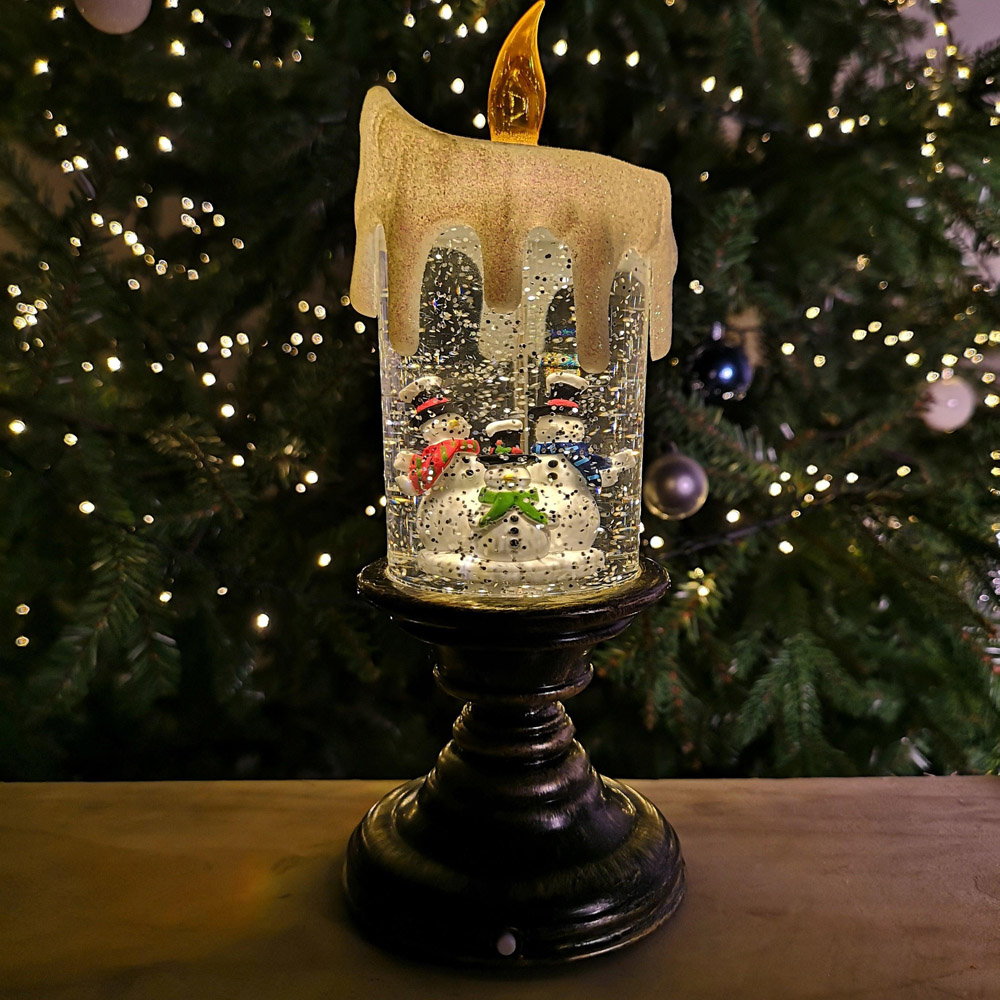 Samuel Alexander Snowman Scene LED Christmas Water Spinner Candlestick 25cm Image 6