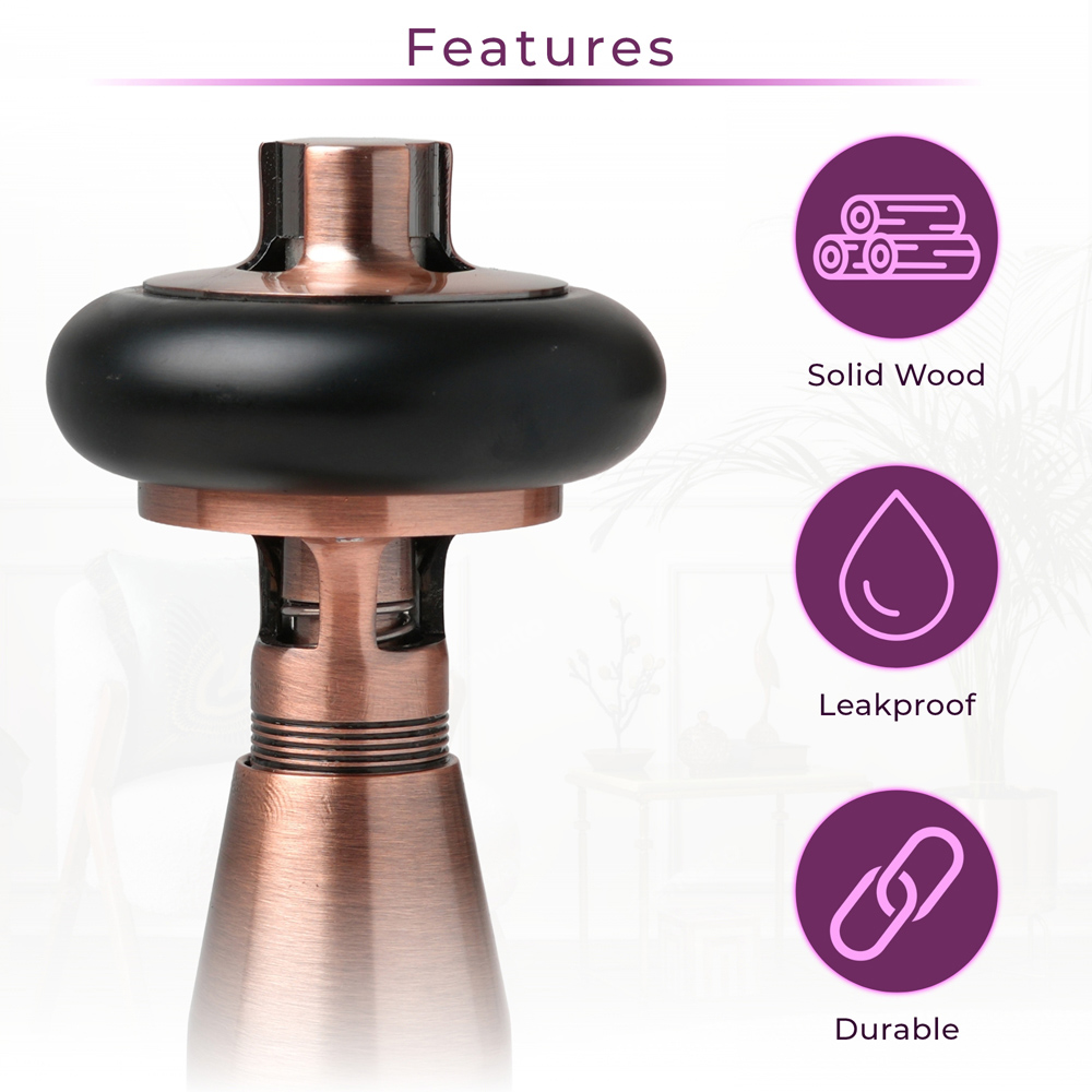 Go Bathrooms Ria Antique Copper Wooden Head Angled Radiator Valves Set 15mm Image 4