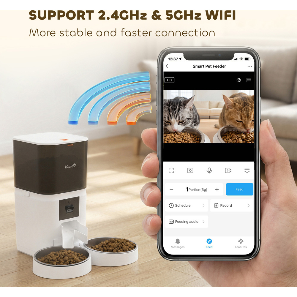 PawHut 6L Smart Cat Feeder with HD Camera and Voice Recorder Image 7