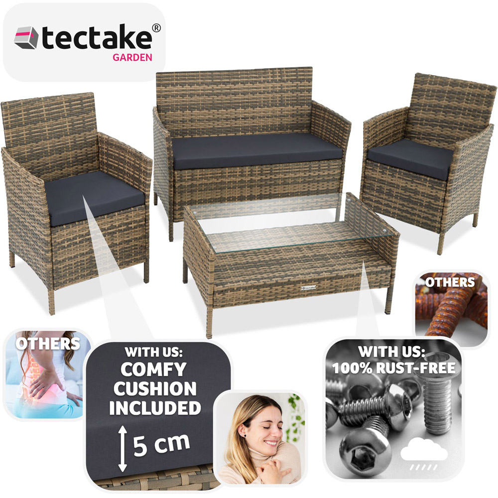 tectake Madeira 4 Seater Natural Rattan Garden Lounge Set Image 7