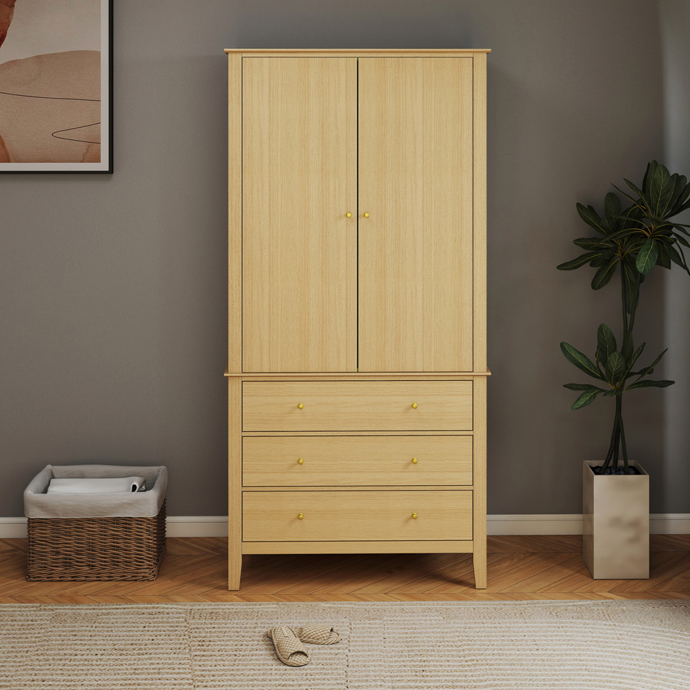 Core Products Henley 2 Door 3 Drawer Oak Effect Wardrobe Image 8