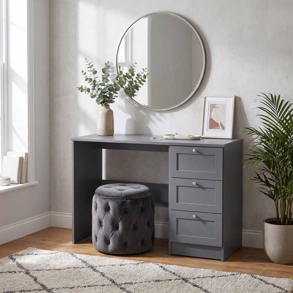 FWStyle Artus 3 Drawer Grey Vanity Dressing Table Image 5