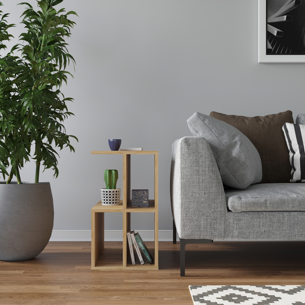 Decorotika Lauron 4 Shelf Oak Side Table Image 3