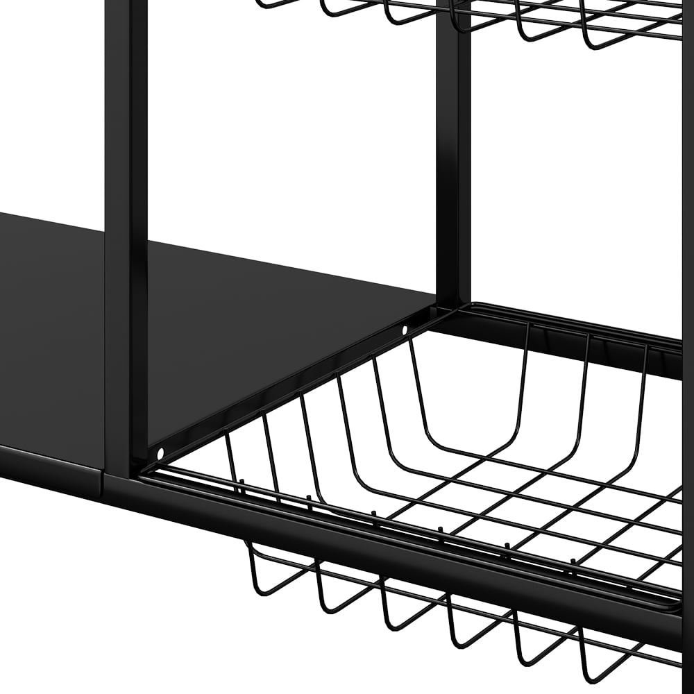 Living and Home 4-Tier Black Microwave Storage Rack on Wheel Image 6