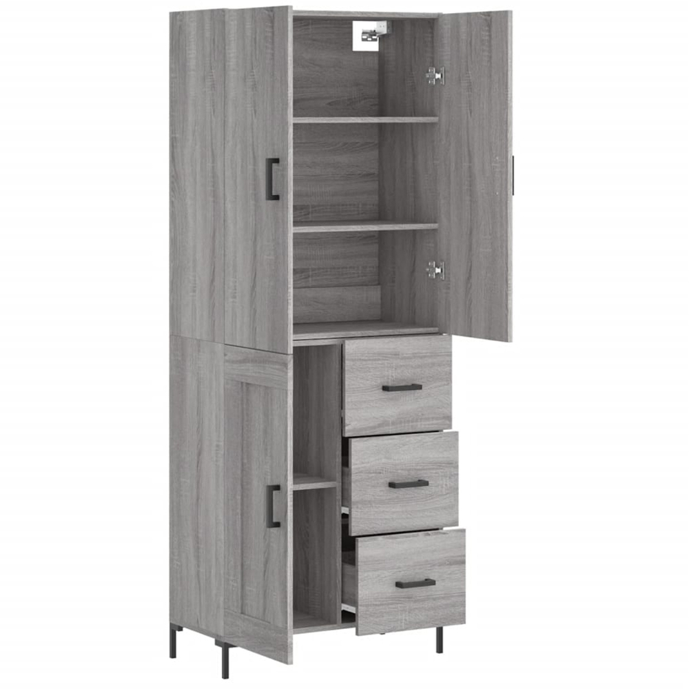 vidaXL 3 Door 3 Drawer Grey Sonoma Highboard Image 4